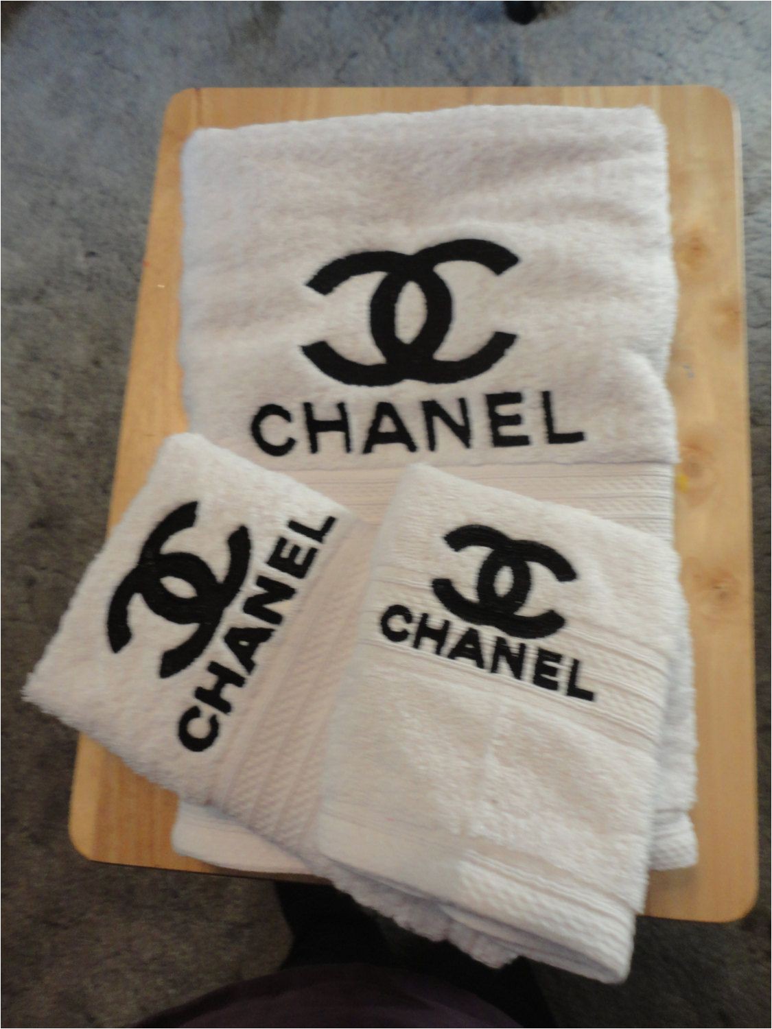 Chanel Bathroom Rug Set Chanel Inspired Embroidered Bath towel Set Bath towel