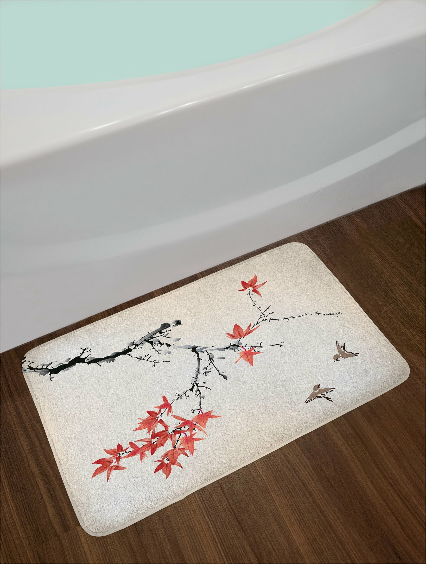 Cherry Red Bathroom Rugs Japanese Cherry Blossom Bath Rug
