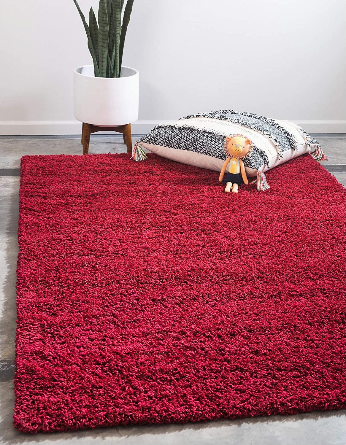 Cherry Red Bathroom Rugs Unique Loom solo solid Shag Collection Modern Plush Cherry Red area Rug 4 0 X 6 0