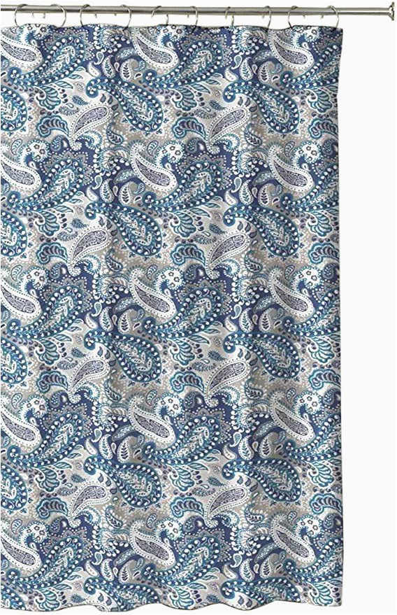 Croscill Bath Rugs Discontinued Marine Blue Gray White Fabric Shower Curtain Decorative Paisley Design