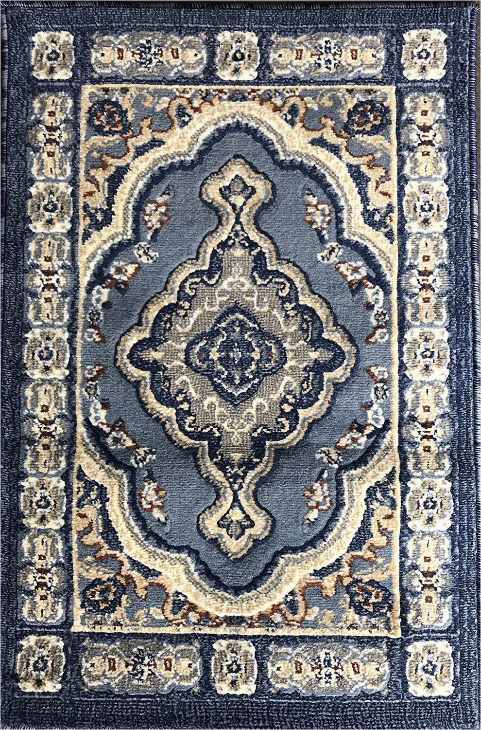 Dark Blue Persian Rug Traditional oriental Door Mat Persian Rug Light Blue Navy Gray Brown Design 520 31 Inch X 4 Feet 11 Inch