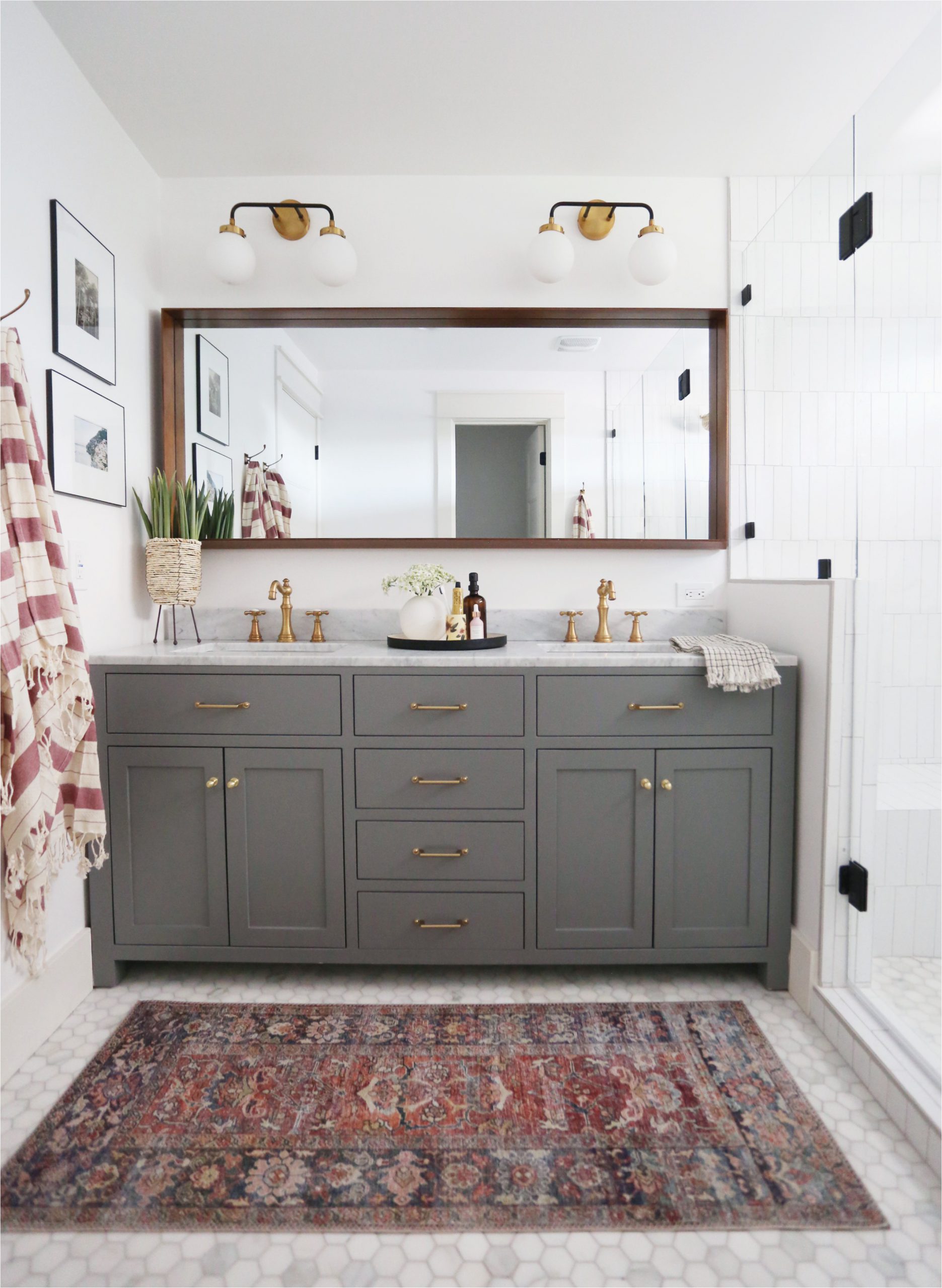 Dark Gold Bathroom Rugs Evergreen House Master Bathroom Reveal Juniper Home