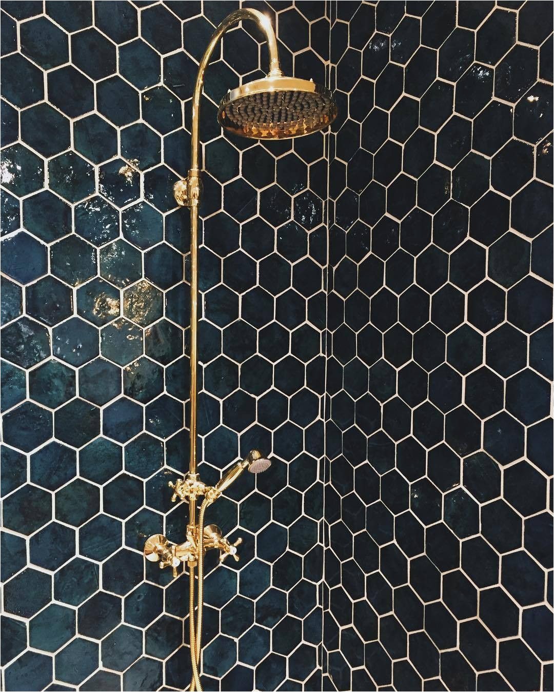 Dark Gold Bathroom Rugs Love the Honey B Tile Not the Gold Shower Head In 2019