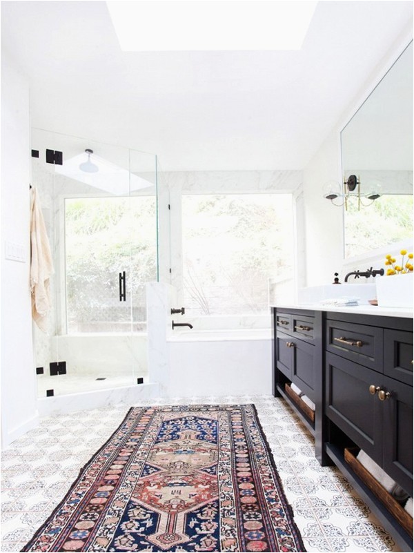 Eclectic Living Bath Rug Ditch the Bath Mat Luxe area Rug Ideas for Your Bathroom