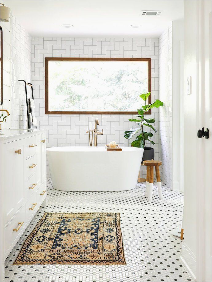 Gold and White Bathroom Rugs Subtle Patterns Created with Hex Subway and Shiplap White