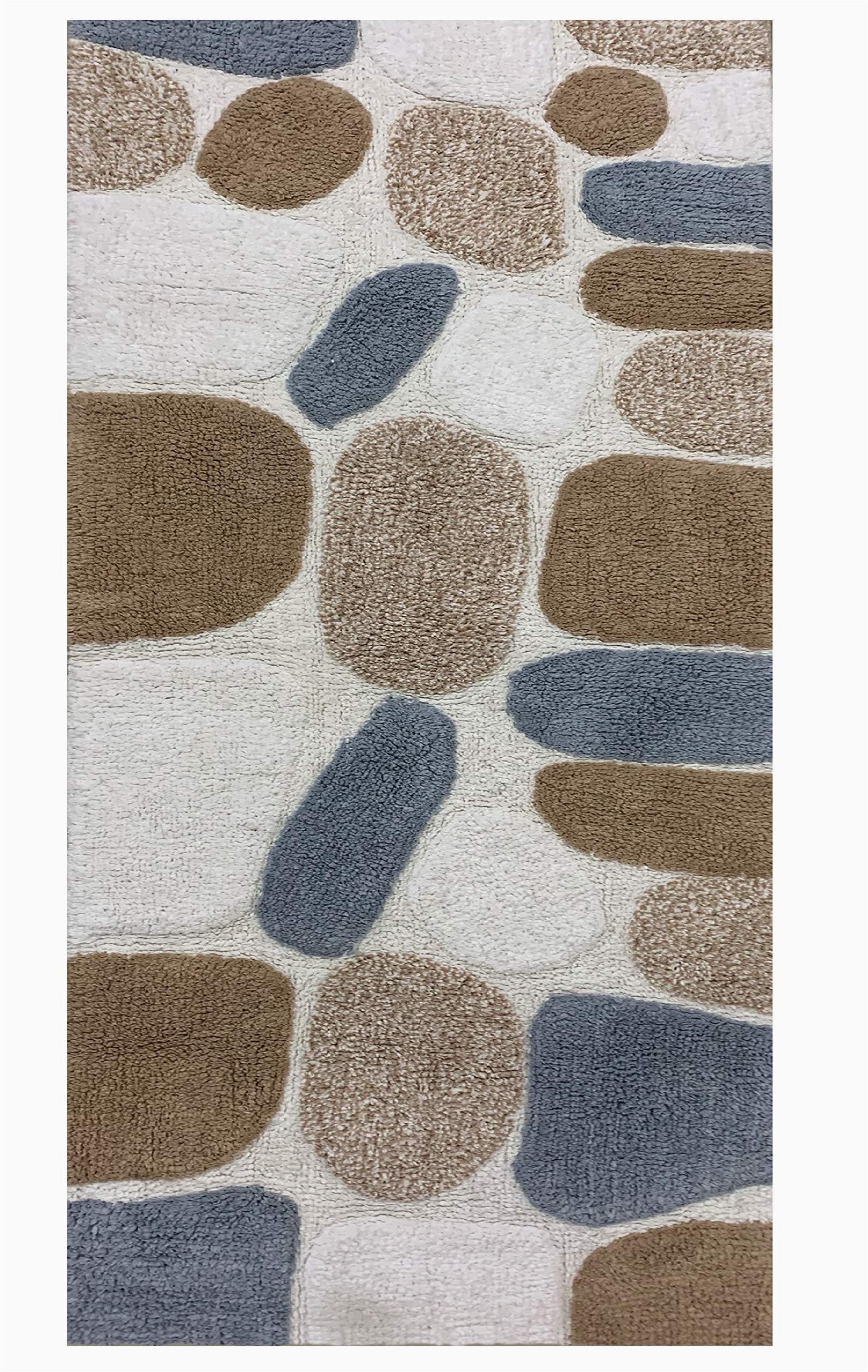 Grey and Beige Bathroom Rugs Cotton Pebbles Cotton Bath Runner 24×60 Bath Rug soft Absorbent Machine Washable Grey Beige Bath Rugs Runner Rugs Runner for Living