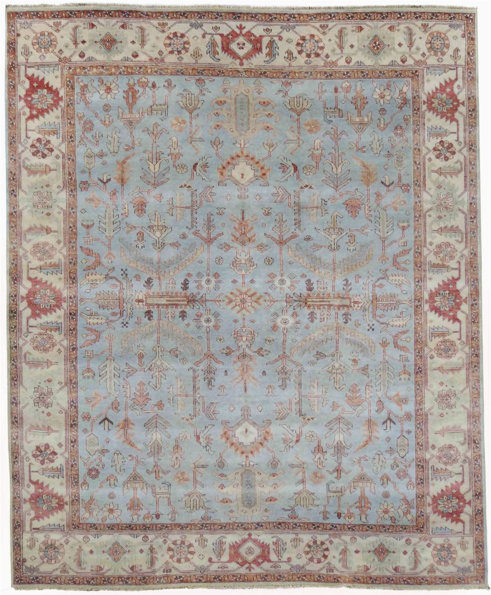 Hand Knotted Blue Rugs Exquisite Rugs Serapi Hand Knotted 3335 Light Blue Ivory area Rug