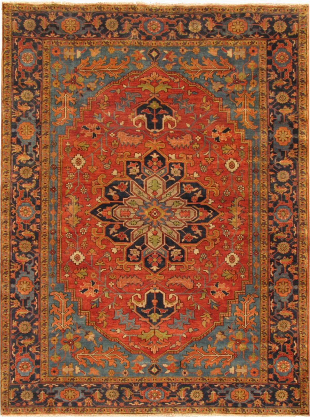 Hand Knotted Blue Rugs Hand Knotted Wool orange Blue Rug