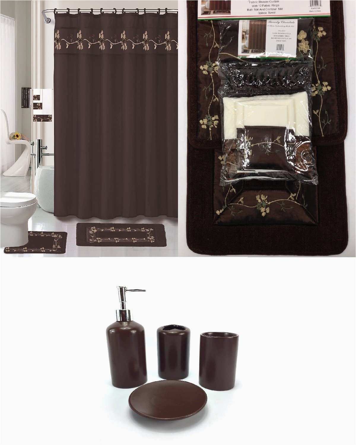 Large Brown Bathroom Rugs 22 Piece Bath Accessory Set Beverly Chocolate Brown Bathroom Rug Set Shower Curtain & Accessories