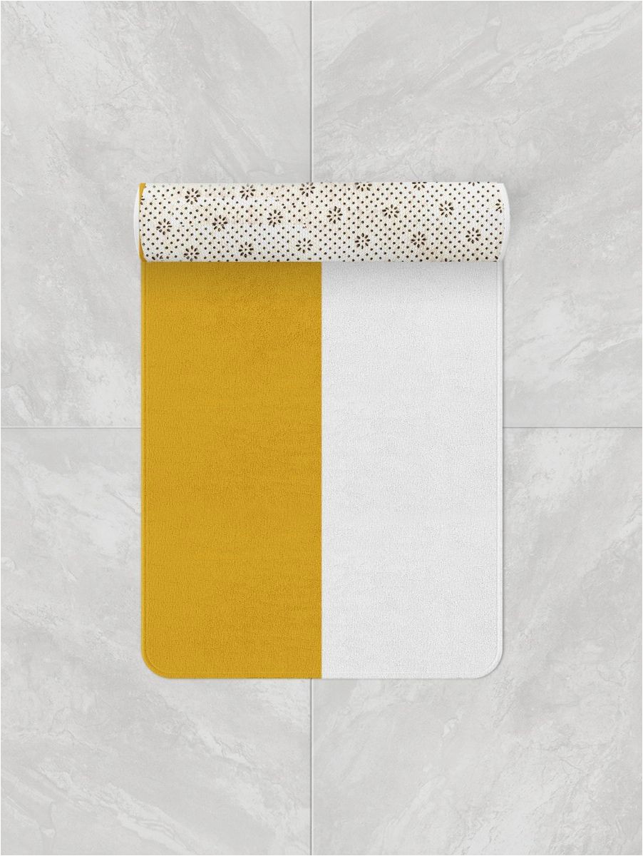 Large Yellow Bathroom Rugs This Bold Mustard Yellow and White Colorblock Bath Mat is
