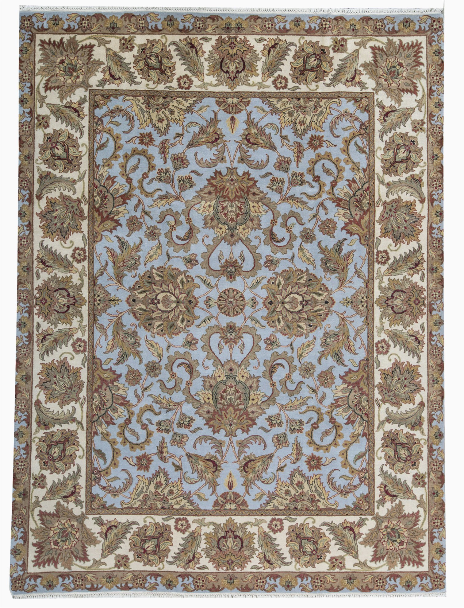 Light Blue Wool area Rug E Of A Kind Royal Crown Magnolia Hand Knotted Light Blue Ivory 9 1" X 12 3" Wool area Rug