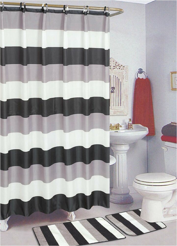 Matching Bathroom Rugs and Shower Curtains Black White 15piece Bathroom Set Bath Rugs Shower Curtain