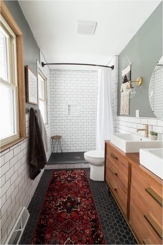 Mid Century Modern Bathroom Rug Modern Bathroom with Subway Tile Reveal