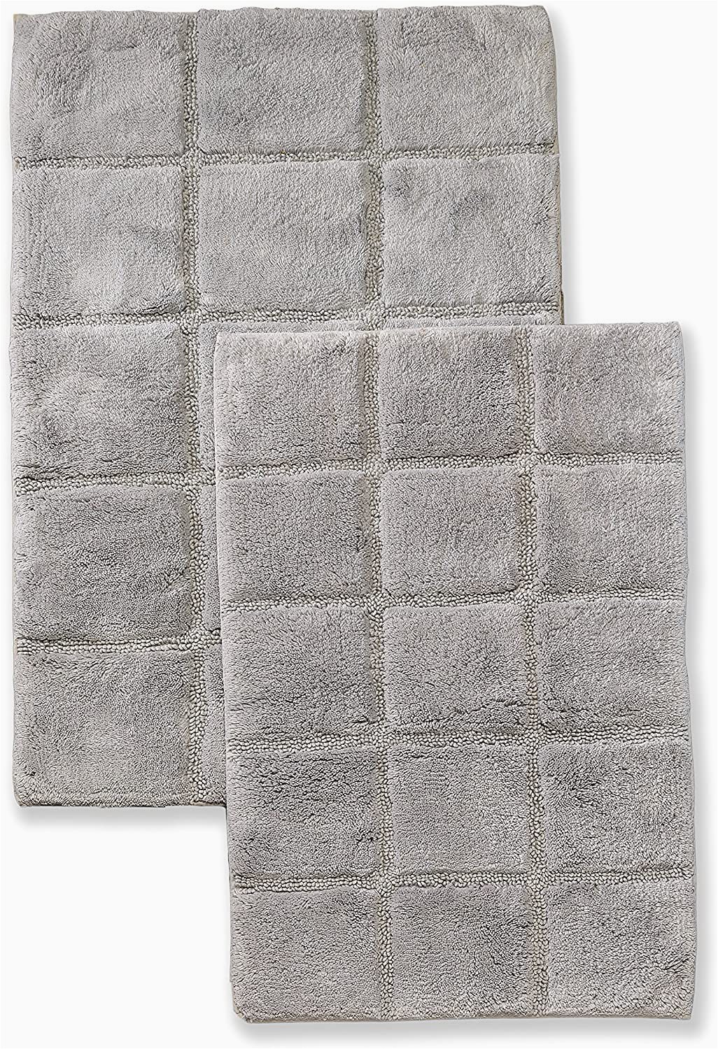 Non Slip Bathroom Rugs for Elderly Superior Non Slip Bath Rug 2 Pack Ultra Plush soft and Absorbent Bed Cotton Pile Contemporary Checkered Bath Mat Set Silver
