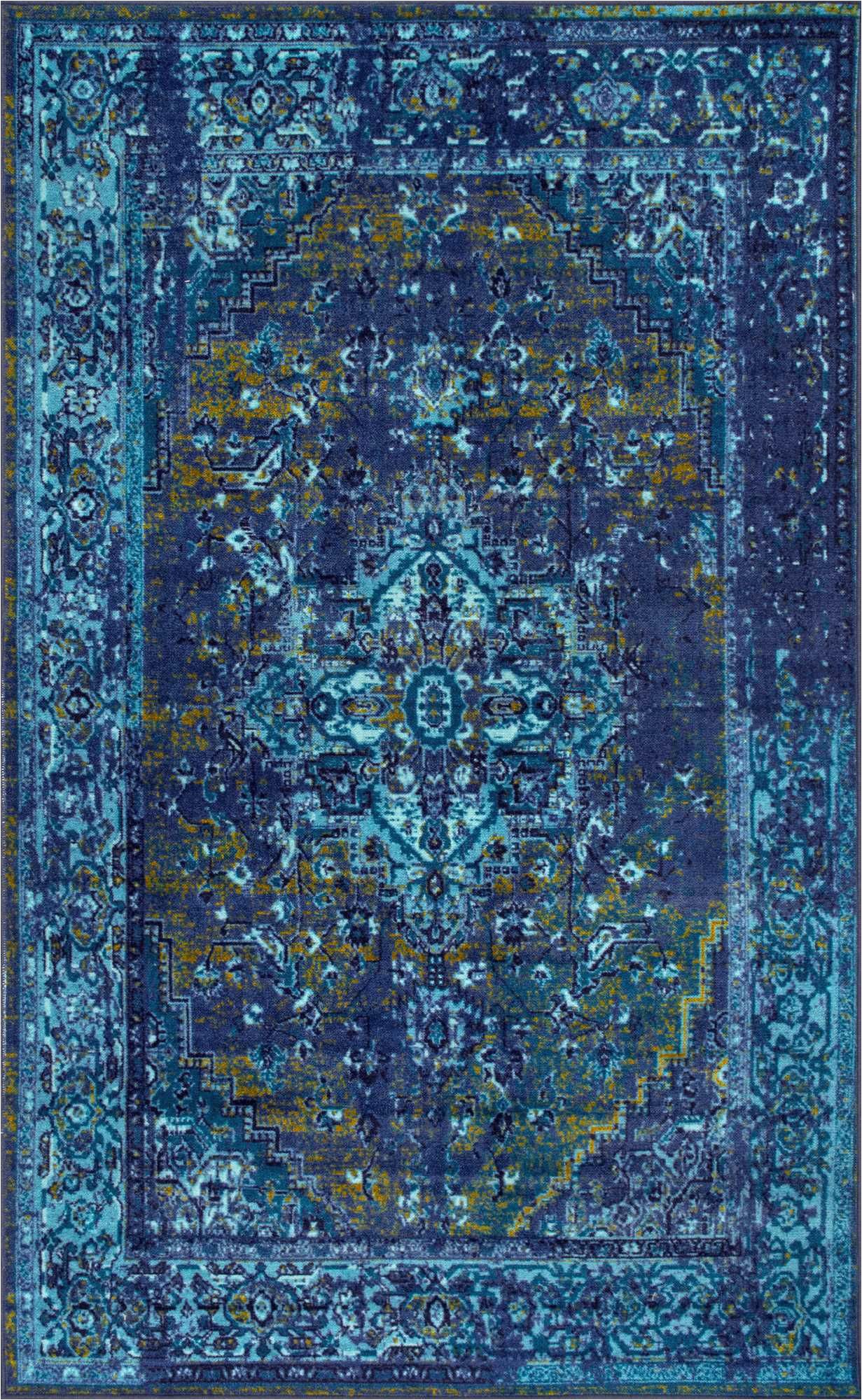 Nuloom Blue Overdyed Rug ashlina Printed Persian Overdyed Vintage Blue Rug