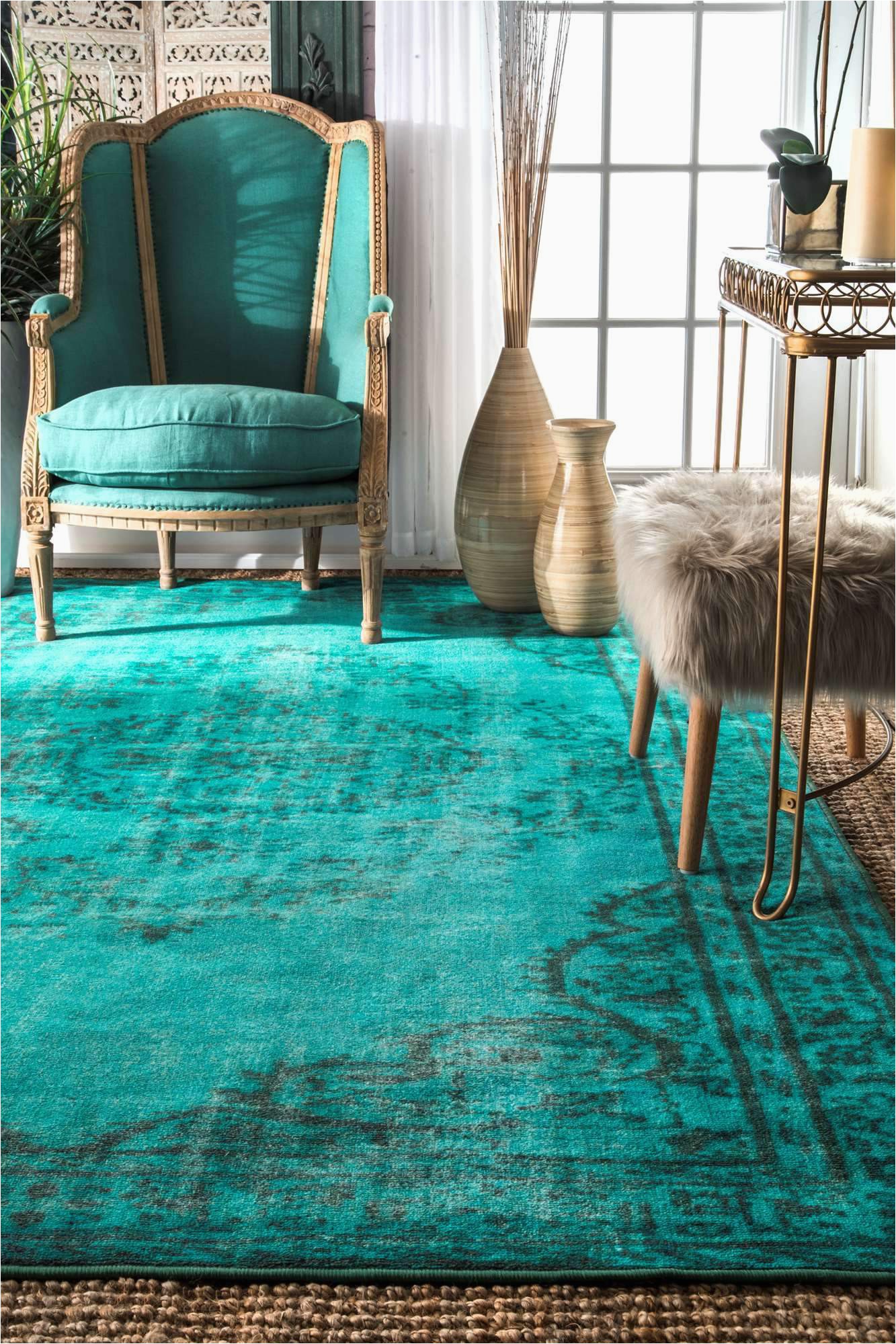 Nuloom Blue Overdyed Rug Nuloom Turquoise Vintage Inspired Overdyed Dire1d area Rug