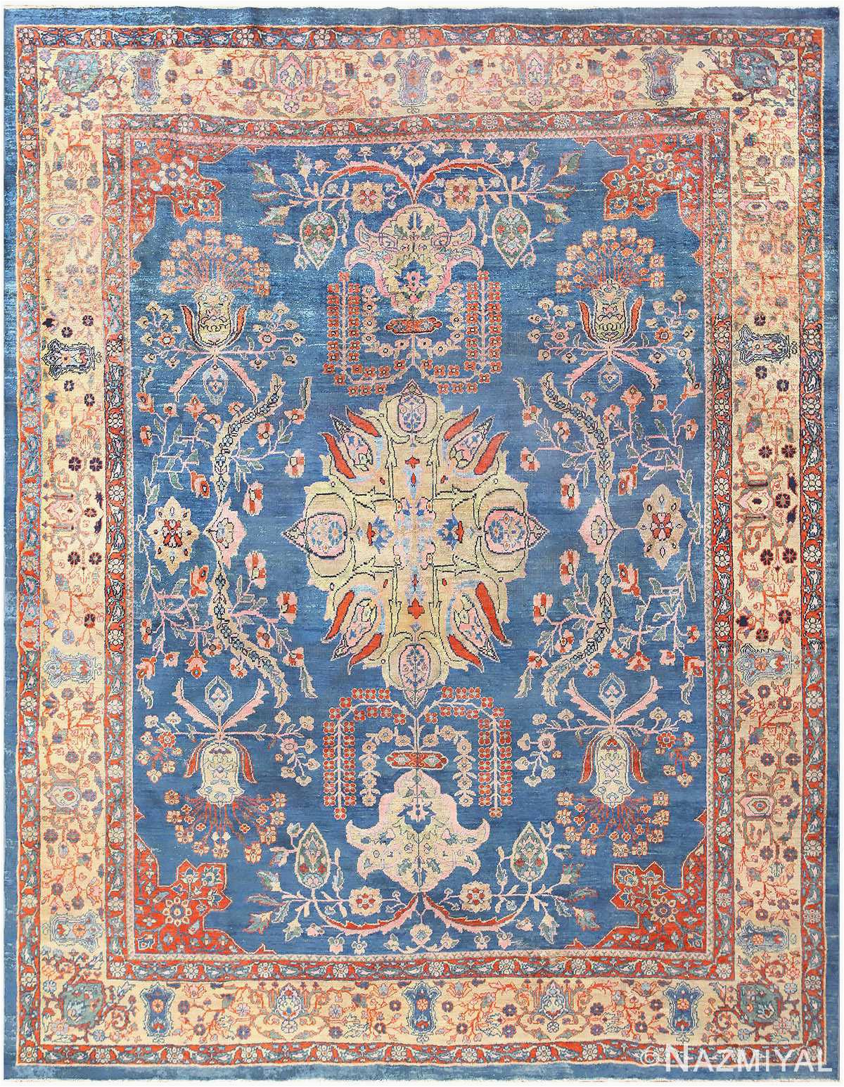 Orange and Blue Persian Rug Blue Antique Persian Sultanabad Rug