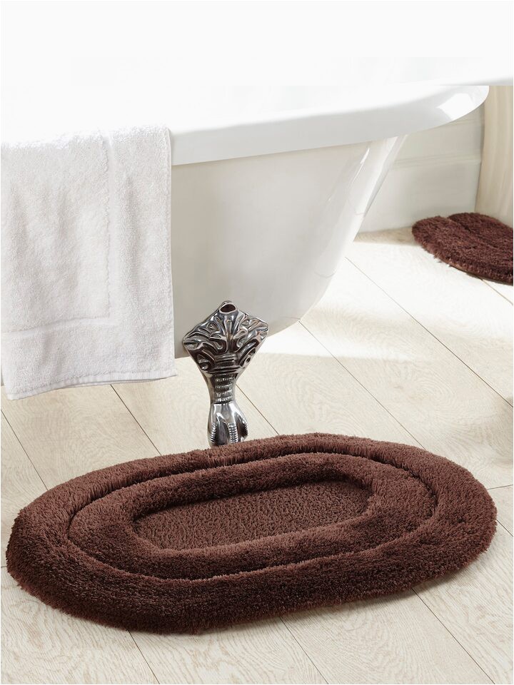 Oval Bathroom Rugs and Mats Obsession Brown Polyester Oval Bath Rug