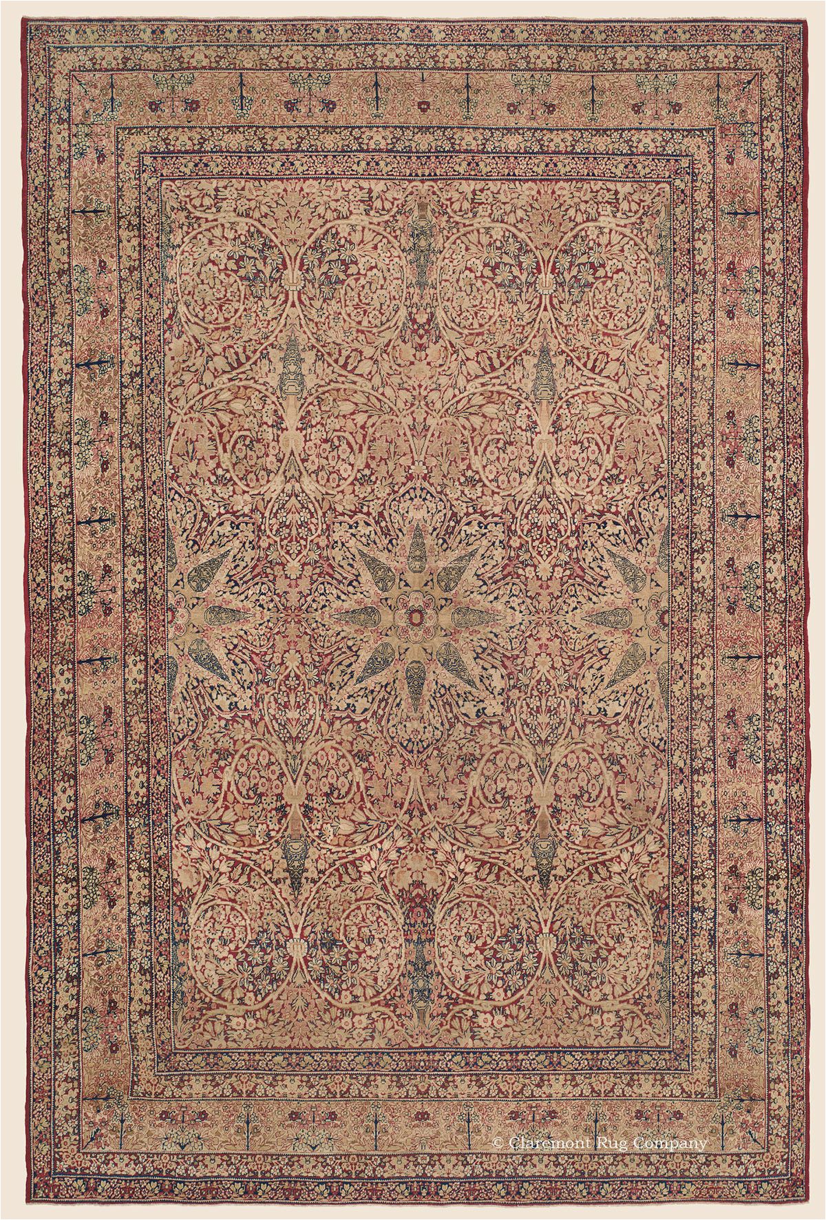 Peach and Blue Persian Style Chenille Oasis area Rug Exquisite 19th & Early 20th Century Rugs From Tribal Rugs