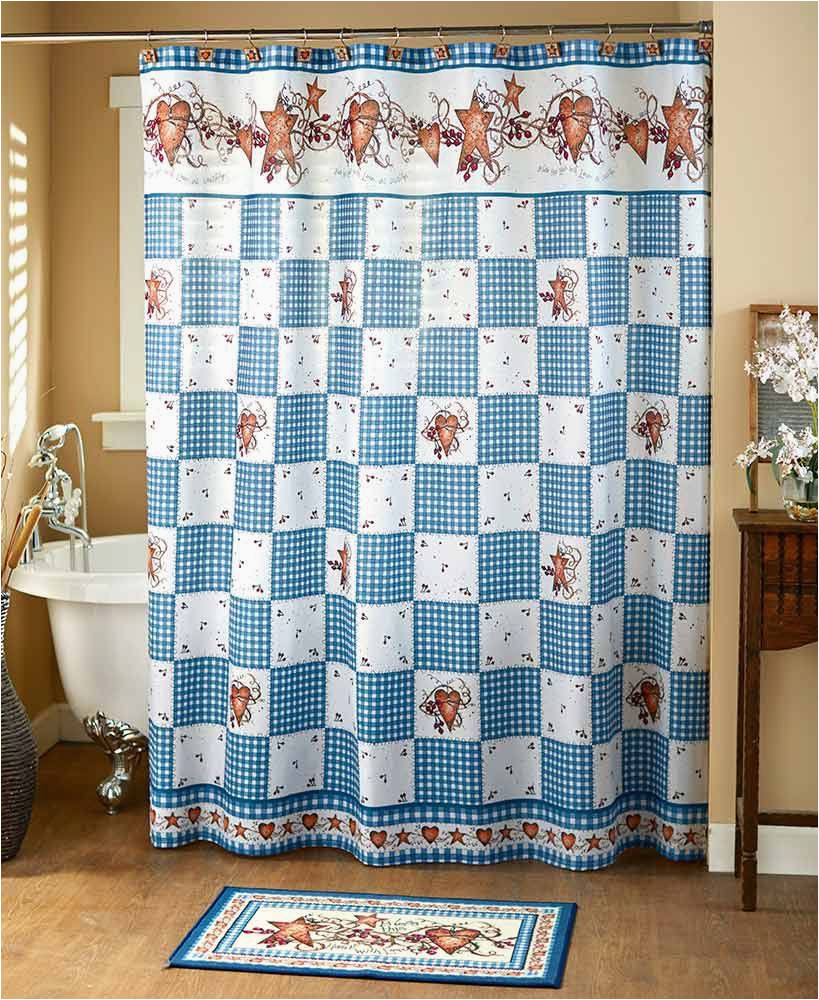Peanuts Harvest Bath Rug Hearts and Stars Country Blue Bath Collection