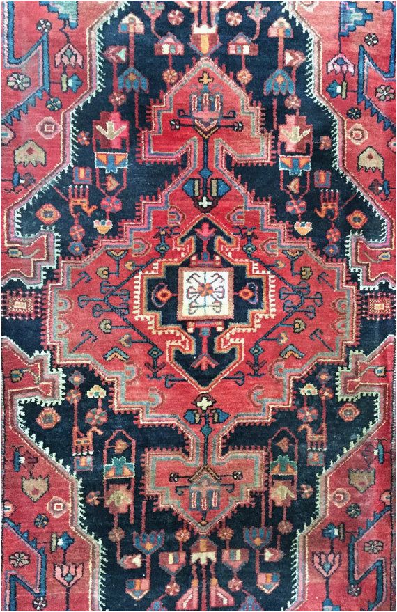 Pink and Blue oriental Rug 4 4"x7 5" Vintage Persian Rug
