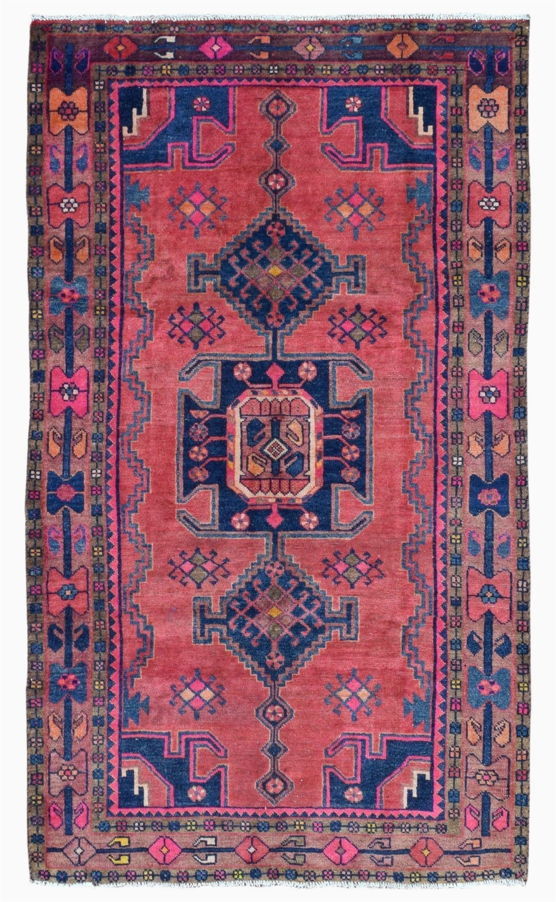 Pink and Blue oriental Rug Semi Antique Pink and Blue Persian Hamadan oriental Runner
