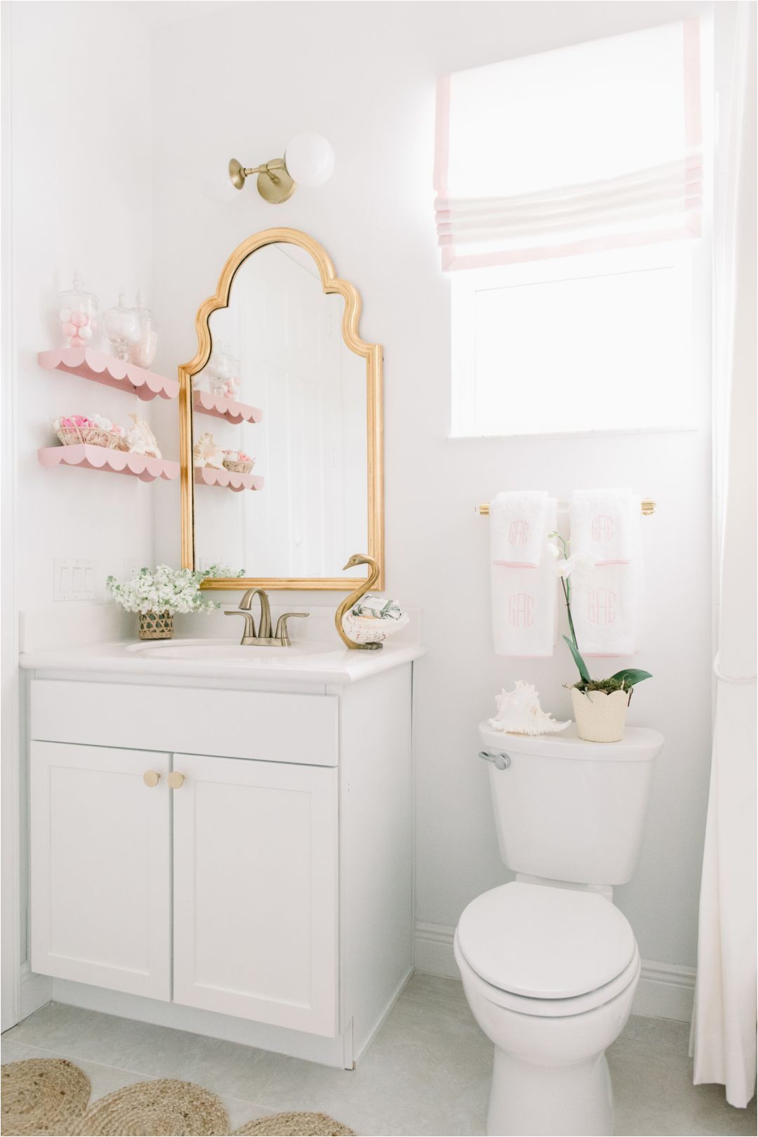 Pink and White Bathroom Rugs Pink White and Gold Bathroom In 2020