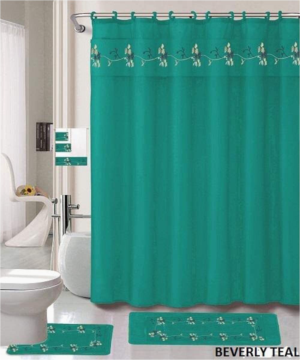 Shower Curtains with Matching Bath Rugs Af 18 Piece Bath Rug Set Beverly Teal Green Design Bathroom Rugs Matching Shower Curtain Mat Rings towel Set Beverly Teal