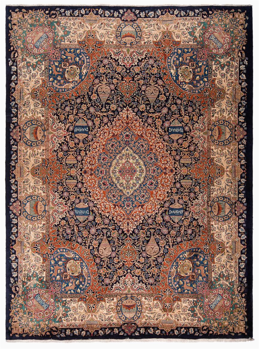 Terracotta and Blue Rug Persian Terracotta Blue Kashmar Rug by Ahwazian In Rugs