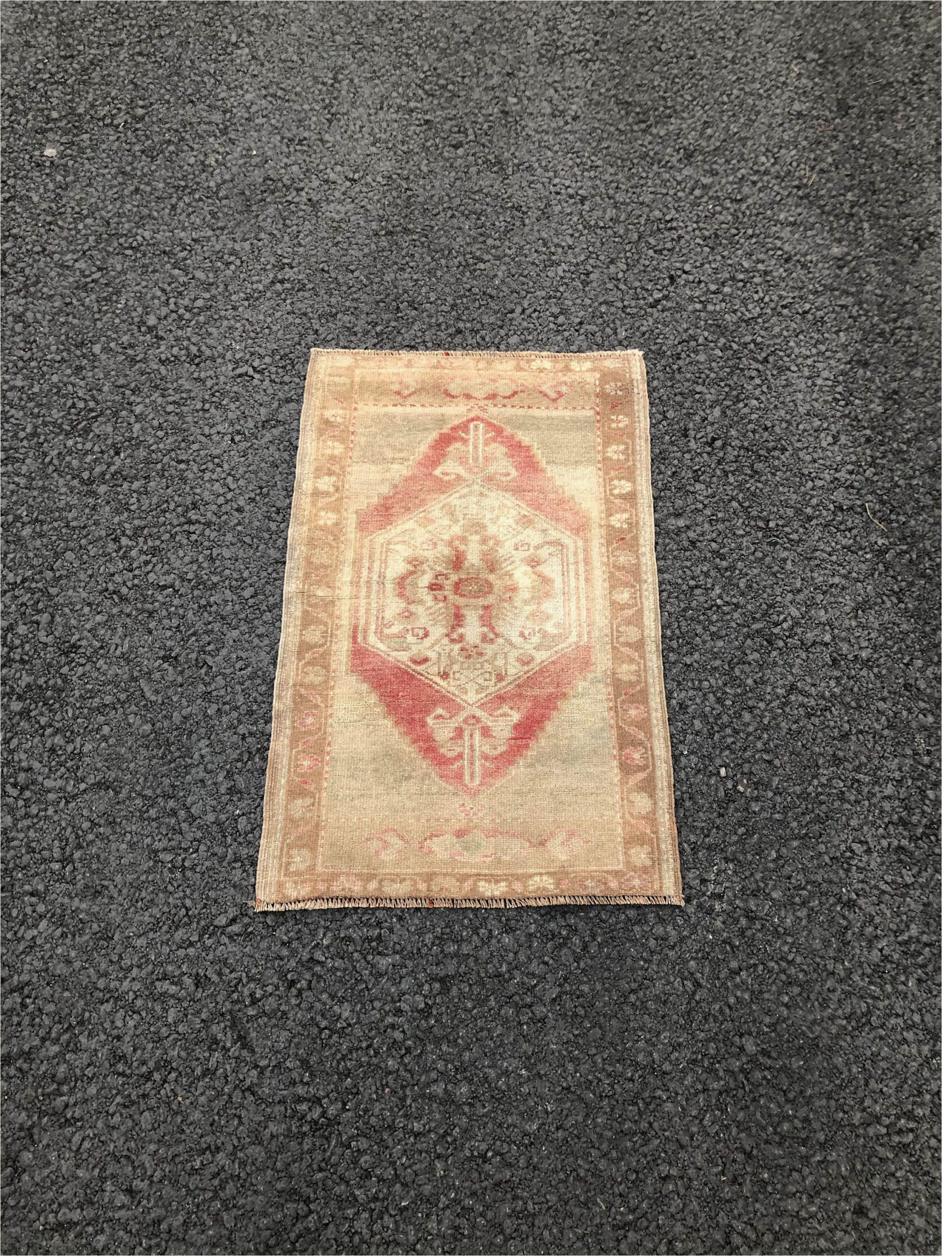 Thin Rugs for Bathroom Small Oushak Rug 1 9 X 3 1 Ft Vintage Brown Turkish Rug