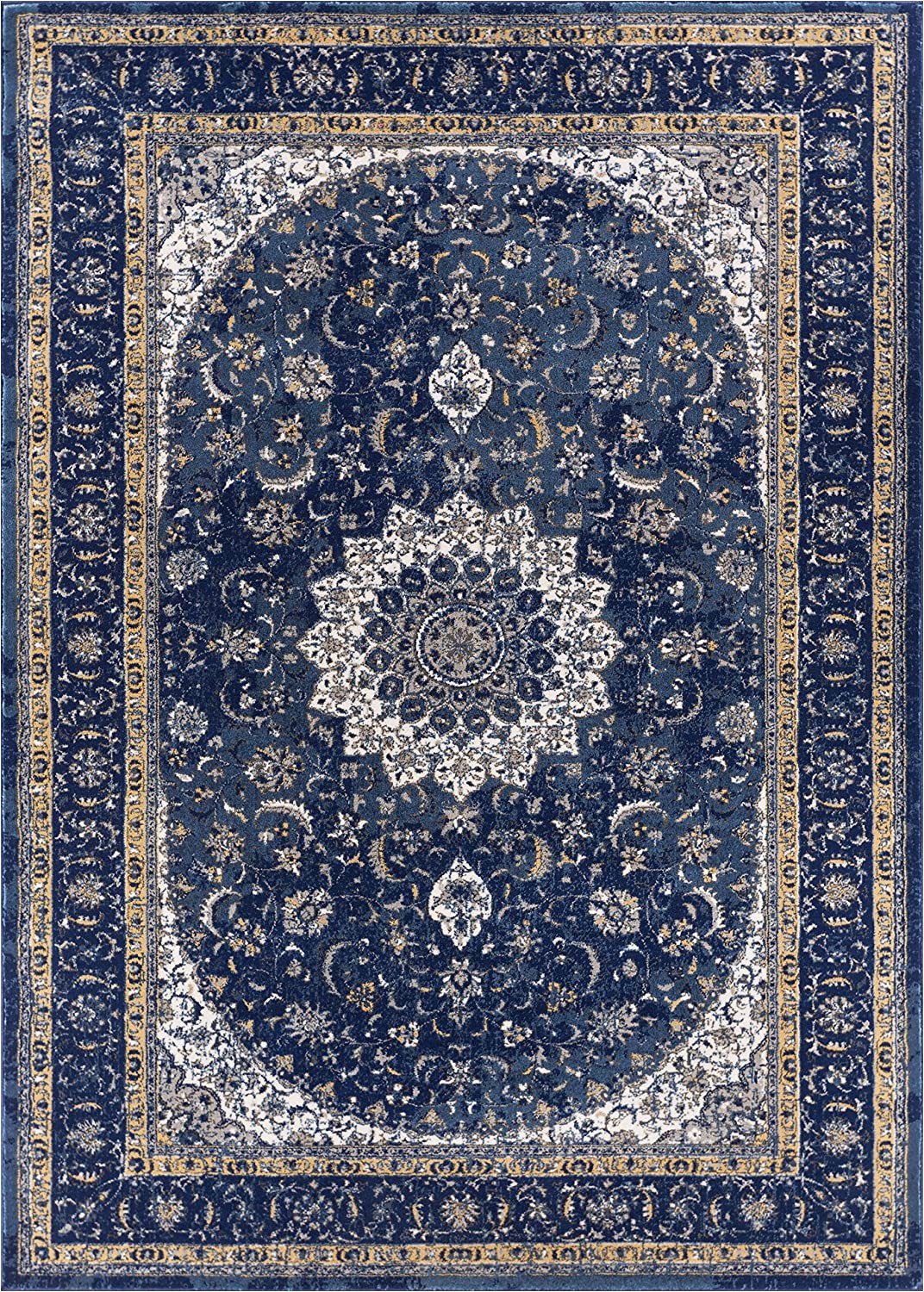 Traditional Blue area Rugs Well Woven Luxbury Mahal Traditional Vintage Medallion oriental Blue area Rug 9 3" X 12 3"