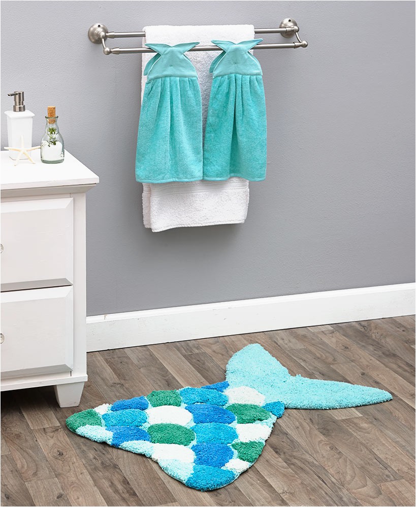 Turquoise Bathroom Rugs and towels Mermaid Tail Bath Rugs or towels