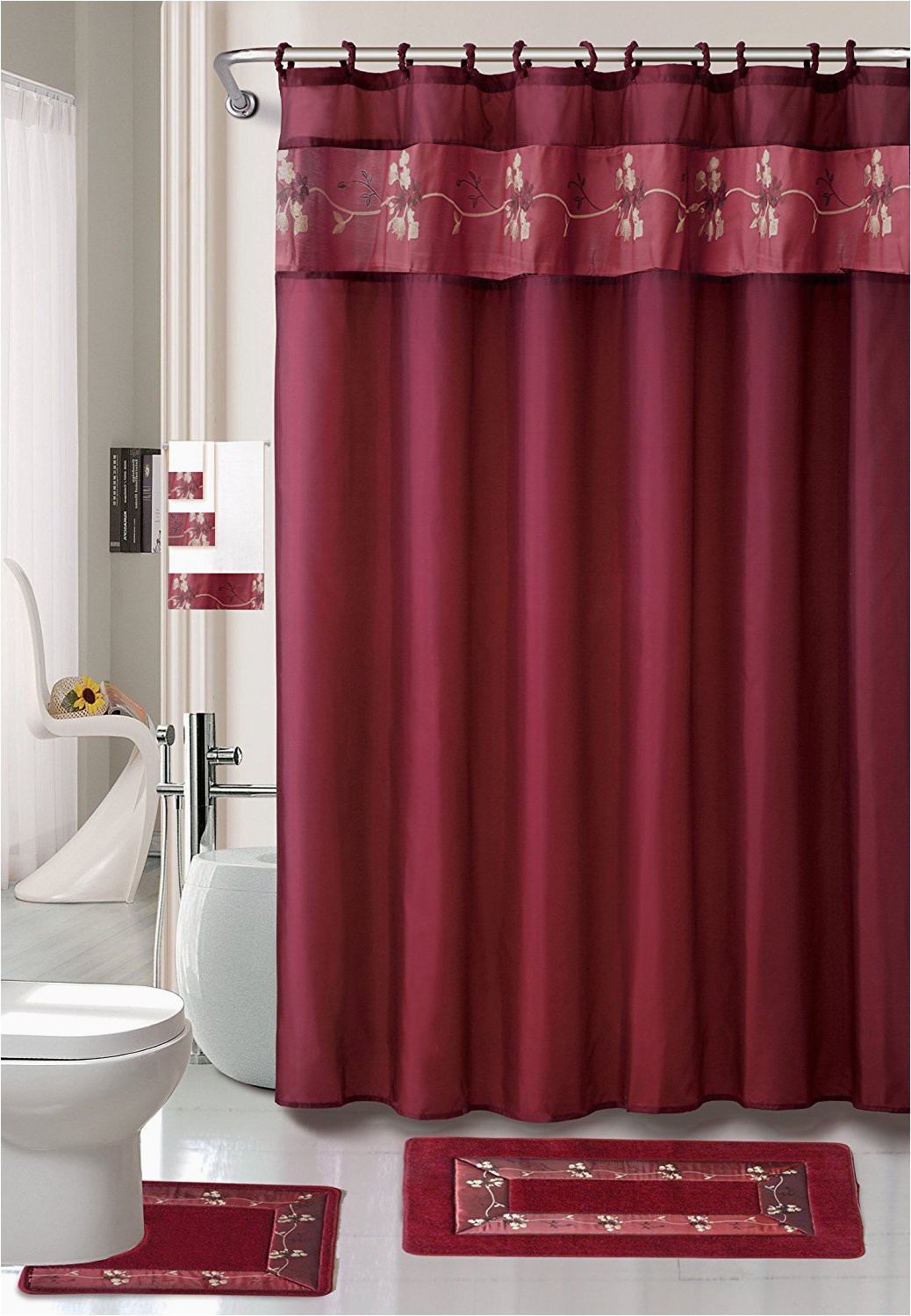 Walmart Red Bath Rugs 22 Piece Bath Accessory Set Burgundy Red Bath Rug Set Shower Curtain & Accessories