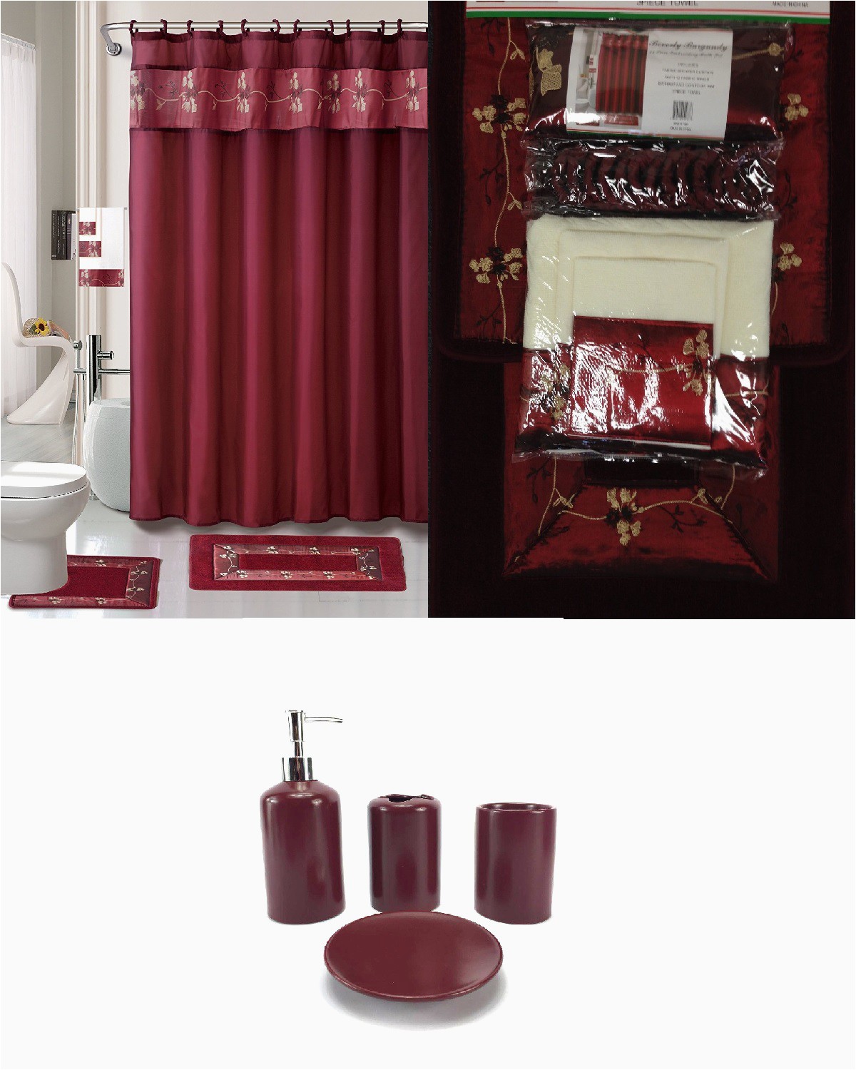 Walmart Red Bath Rugs 22 Piece Bath Accessory Set Burgundy Red Bath Rug Set Shower Curtain & Accessories Walmart