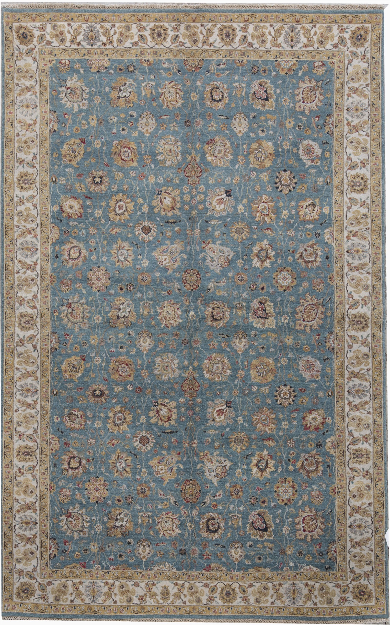 Wool area Rugs Blue E Of A Kind Avalon Hand Knotted Blue Gold 6 X 9 7" Wool area Rug