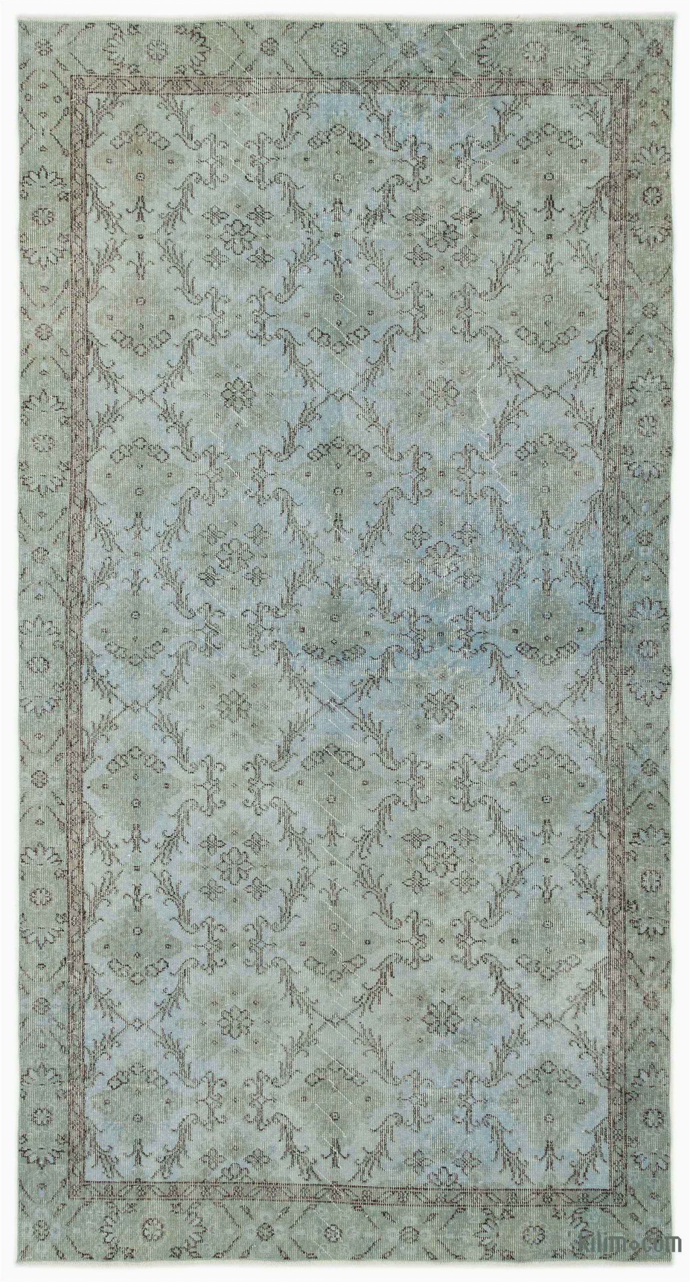 24 X 60 area Rugs Blue Over Dyed Turkish Vintage Rug 5 X 9 7" 60 In X 115 In