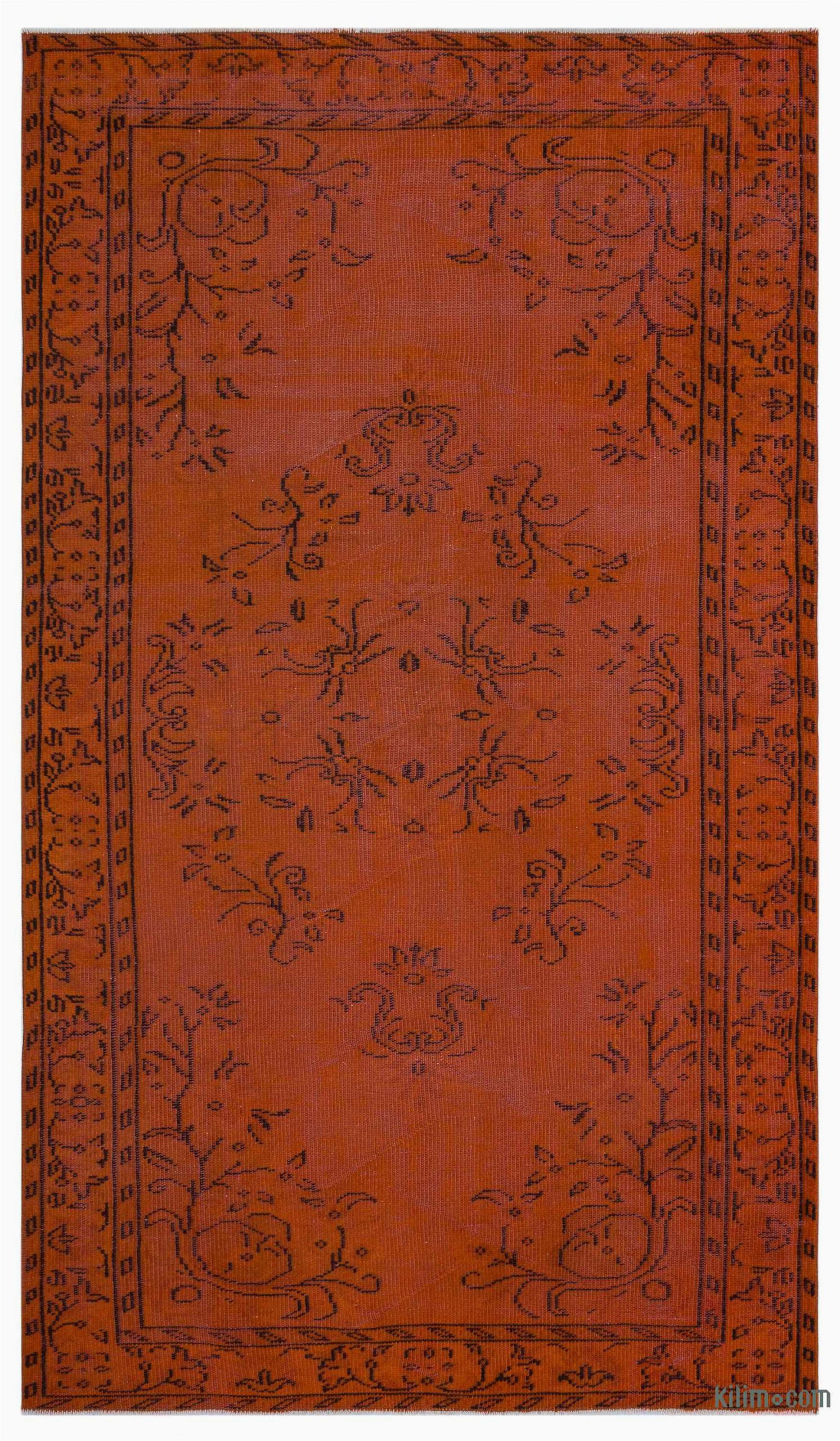 24 X 60 area Rugs orange Over Dyed Turkish Vintage Rug 5 X 8 5" 60 In X 101 In
