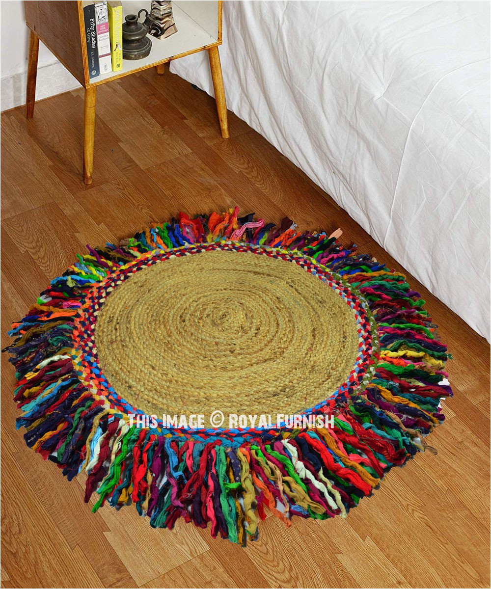 3 Foot Round area Rugs 3 Ft Round Sisal Jute Colorful Fringed area Rug