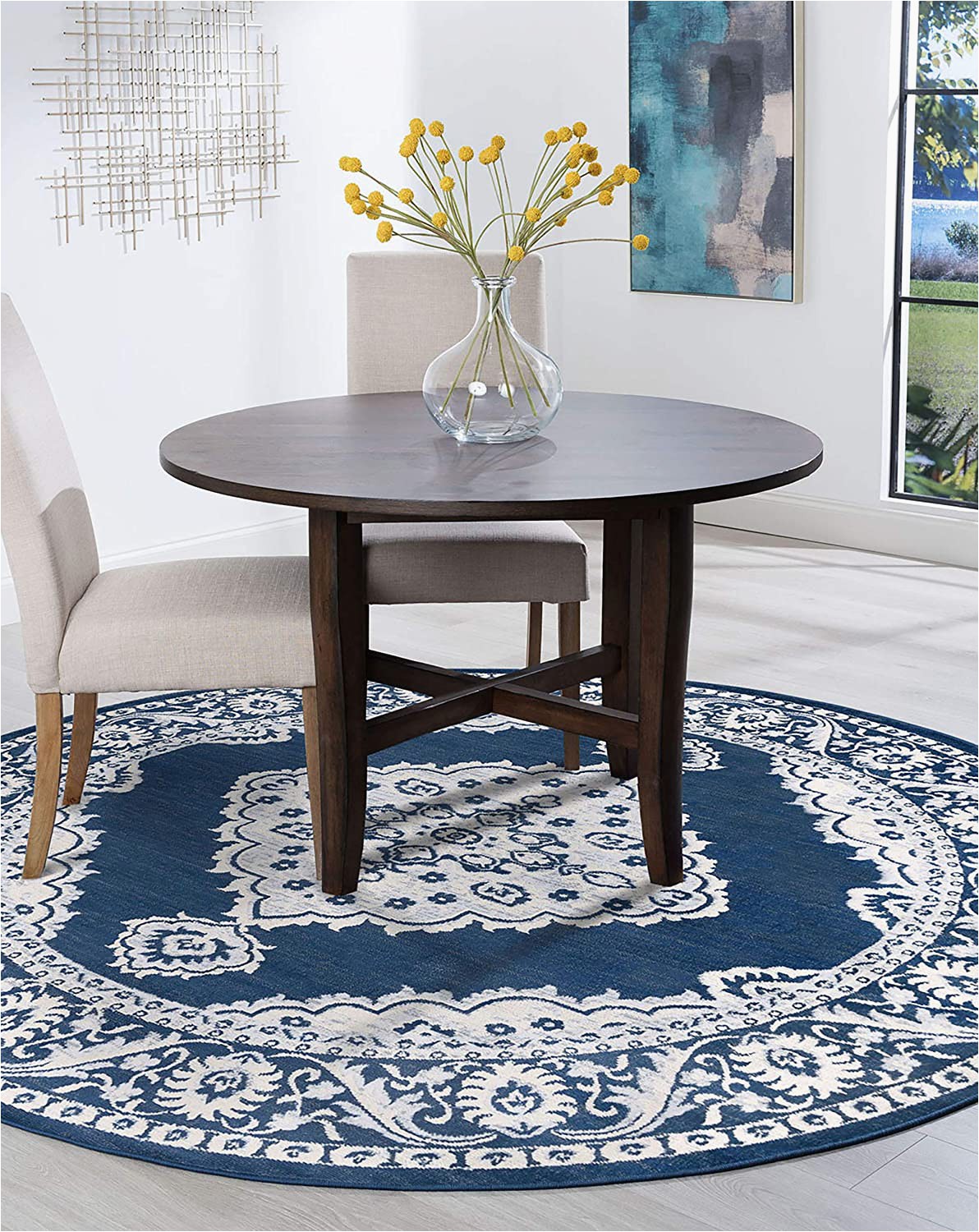 3 Foot Round area Rugs Tayse Galilea Navy 6 Foot Round area Rug for Living Bedroom or Dining Room Traditional Medallion