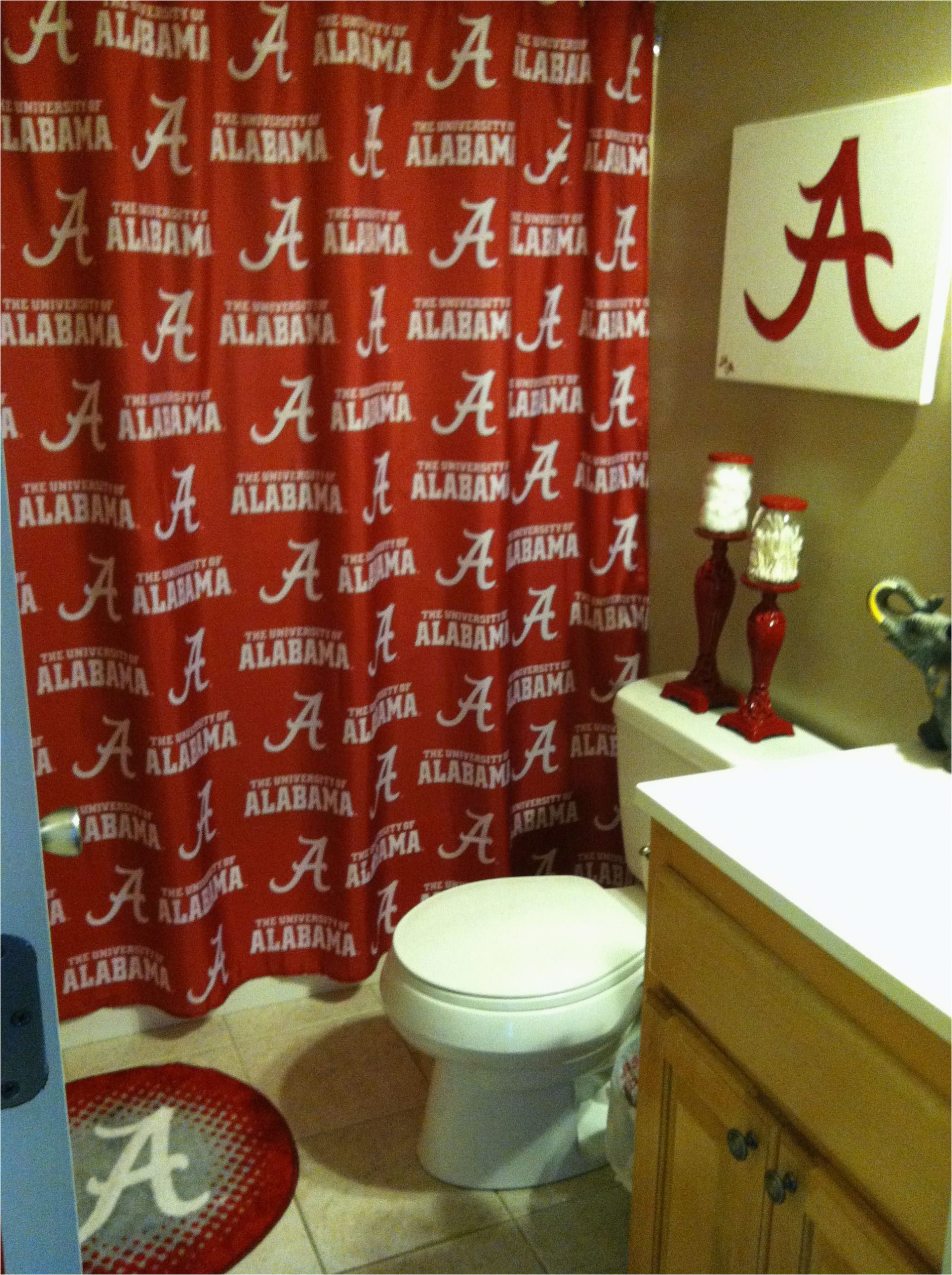 Alabama Crimson Tide Bathroom Rug Set Alabama Bathroom for Football Season Roll Tide