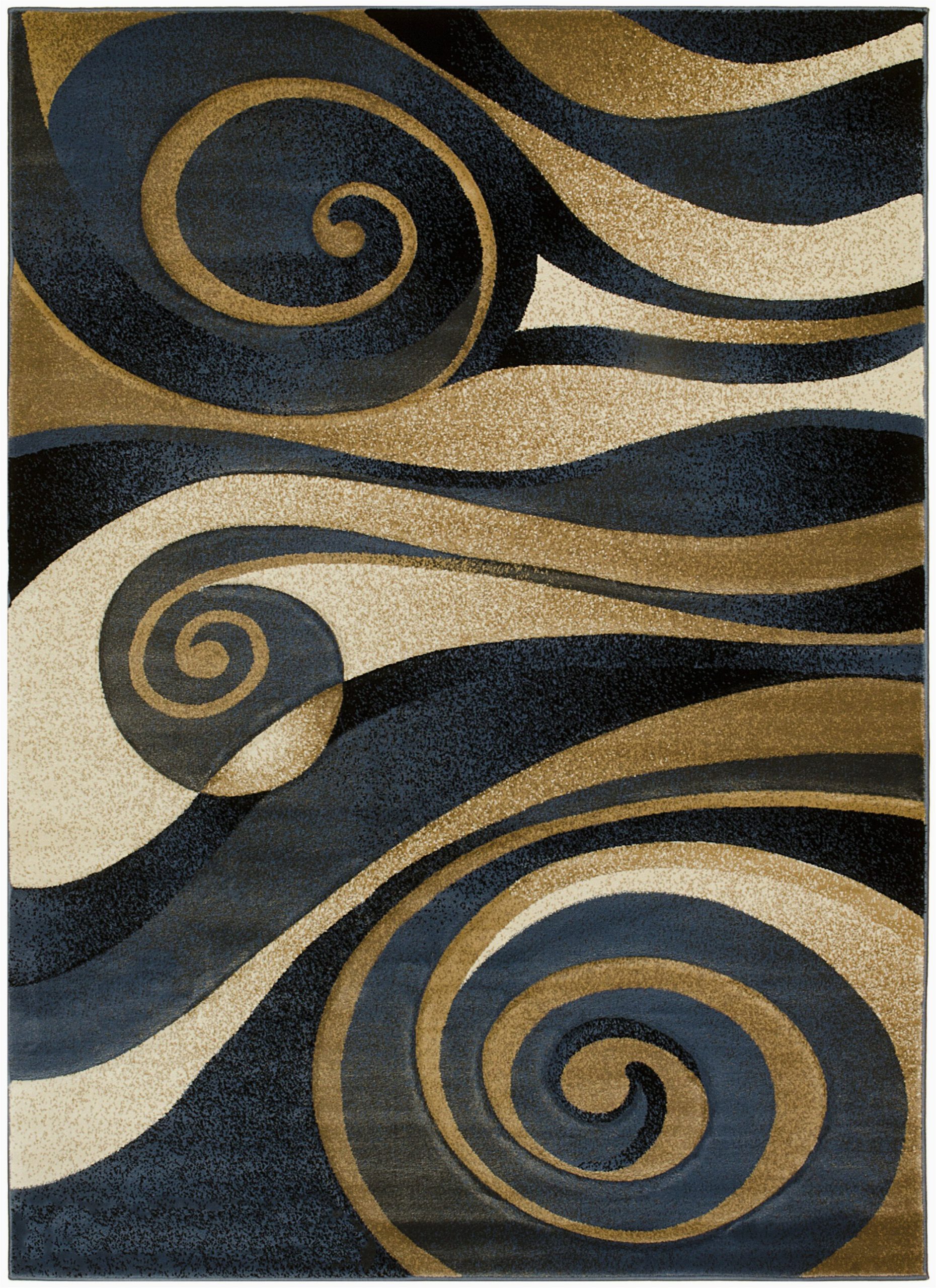 Area Rugs with Blue and Browns Abstract Blue Brown Gold area Rug
