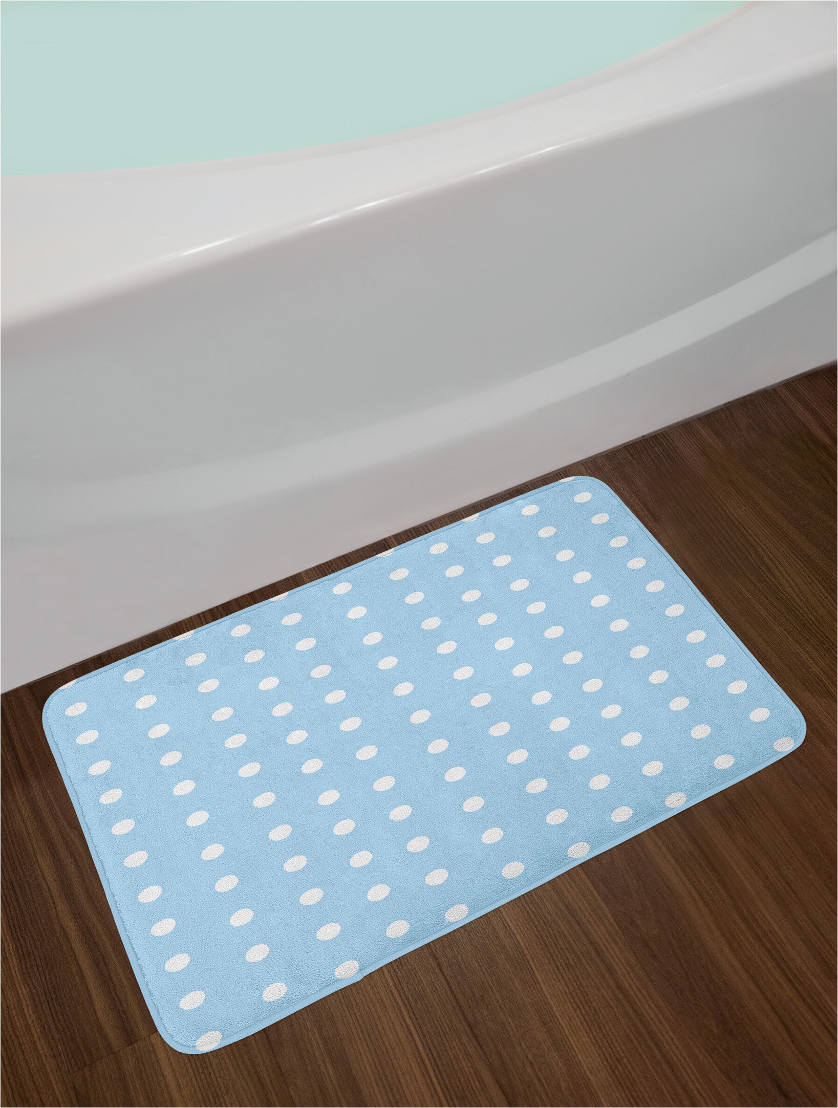 Baby Blue Bathroom Rugs Ambesonne Aqua Bath Mat by Watercolor Style White Spots On Blue Backdrop Retro Style Polka Dots Baby Pattern Plush Bathroom Decor Mat with Non Slip