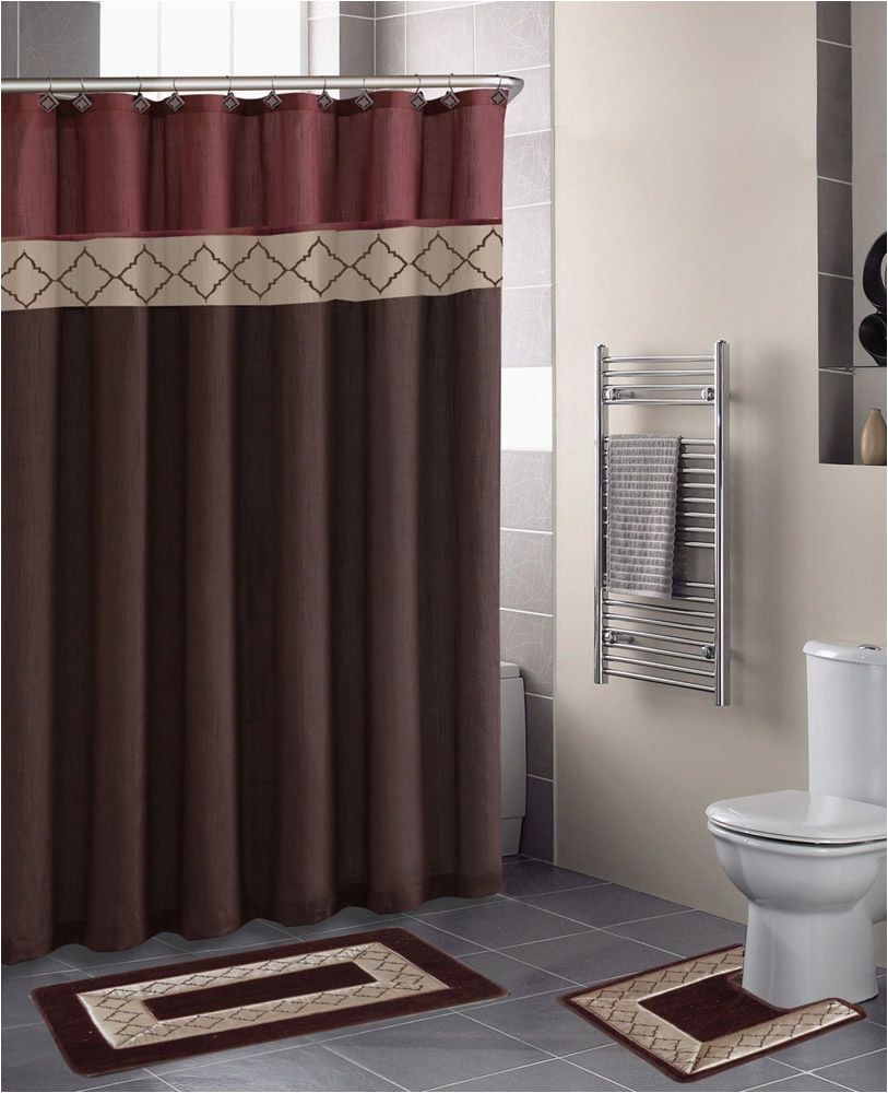 Bath Curtain and Rug Set Bathroom Shower Curtain and Rug Set