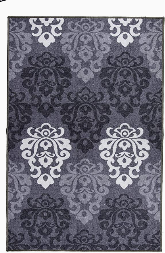 Bath Rugs with Rubber Backing Boarders Rugs Modern Non Slip Rubber Backing Kitchen and Bathroom Runner Rug area 5×7 Silver