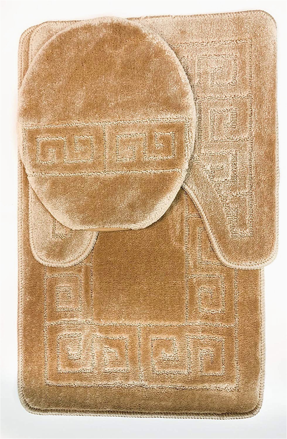 Bathroom Rug Sets Big Lots 3 Piece Bath Rug Set Pattern Bathroom Rug 20"x32" Contour Mat 20"x20" with Lid Cover Beige