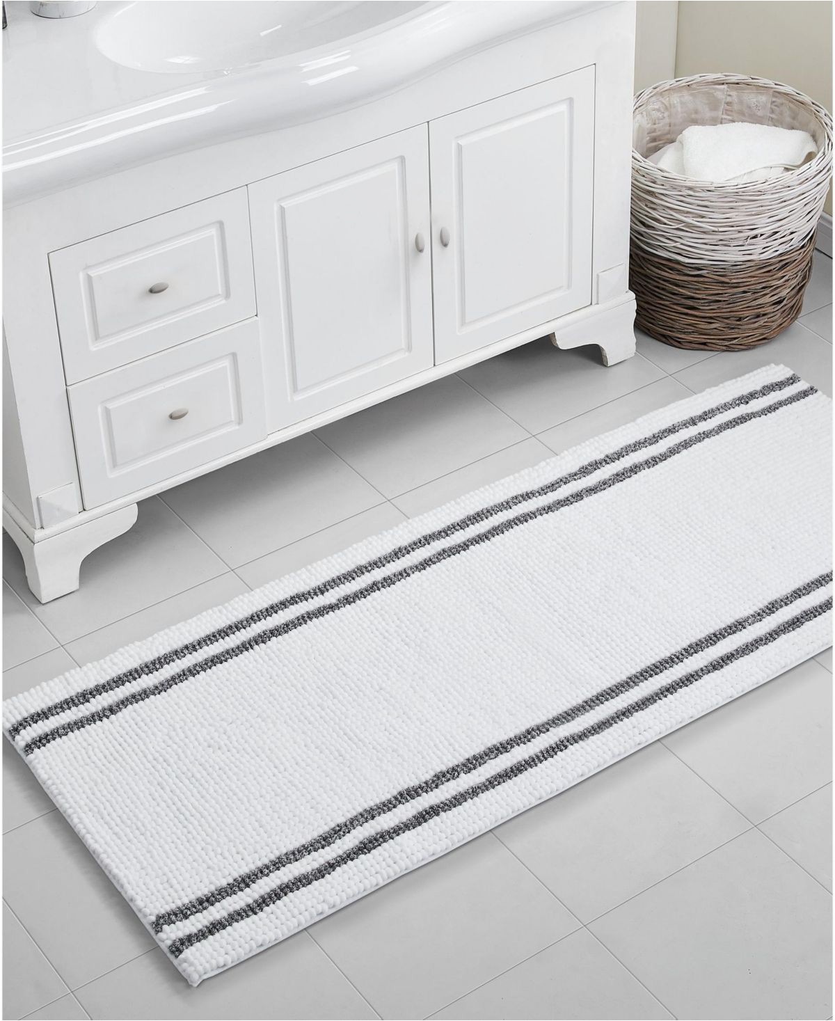 Bed and Bath Bathroom Rugs Stripe Noodle Bath Rug Collection In 2020