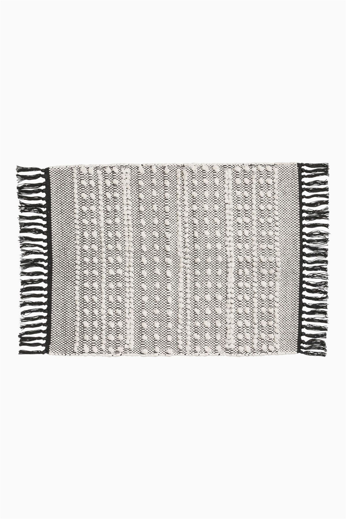 Black and White Striped Bathroom Rug Set White Charcoal Gray Bath Mat In Jacquard Weave Cotton