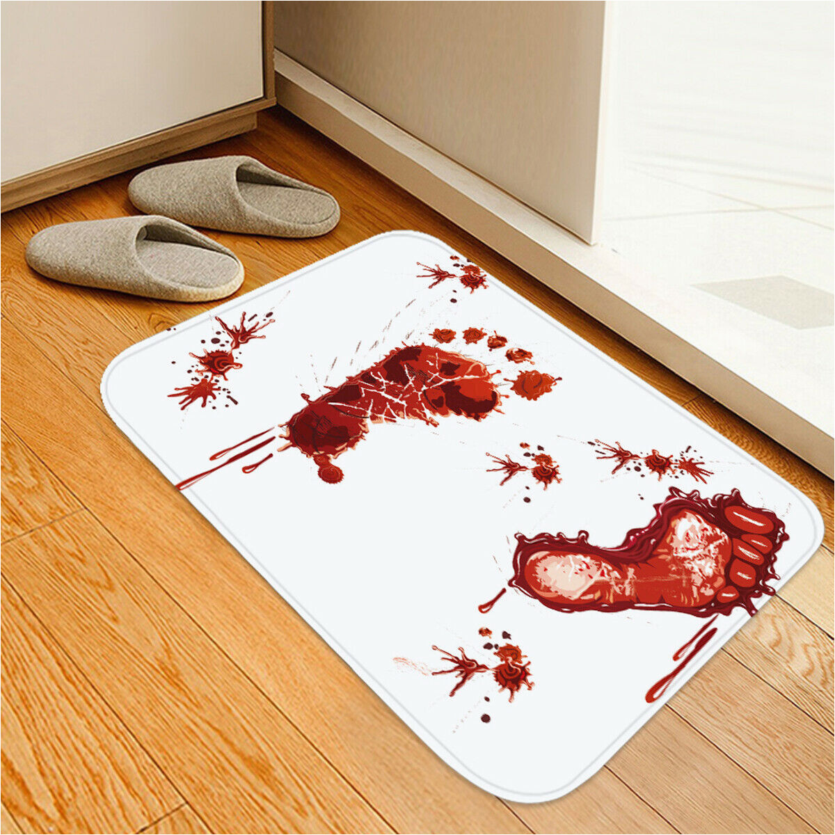 Blood Rug for Bathroom Halloween Red Blood Bath Bathroom Mat Bloody Footprint