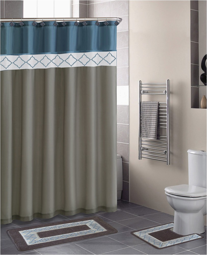 Blue and Grey Bathroom Rugs Home Dynamix Designer Bath Shower Curtain and Bath Rug Set Db15d 329 Diamond Blue Beige 15 Piece Bath Set Walmart