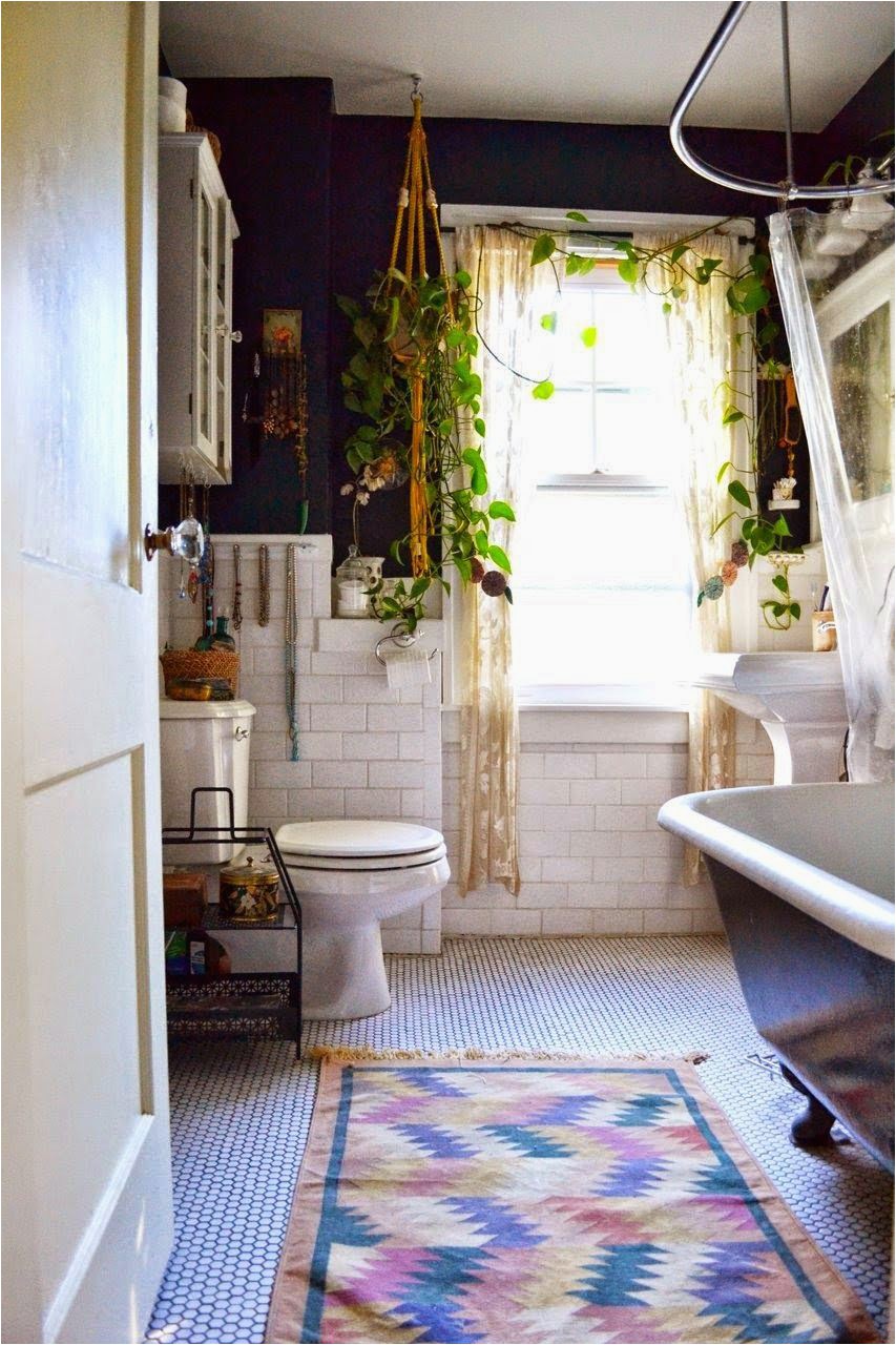 Bright Colored Bathroom Rugs by Adding A Few Live Plants & A Bright Colored Tribal Print